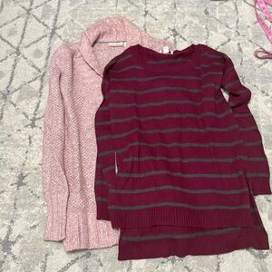 Striped Burgundy and Gray Sweater